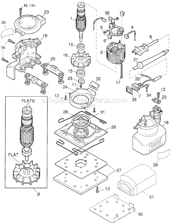 Page A Diagram and Parts List for 2714 Type 1 Black and Decker Orbital or Palm Sander